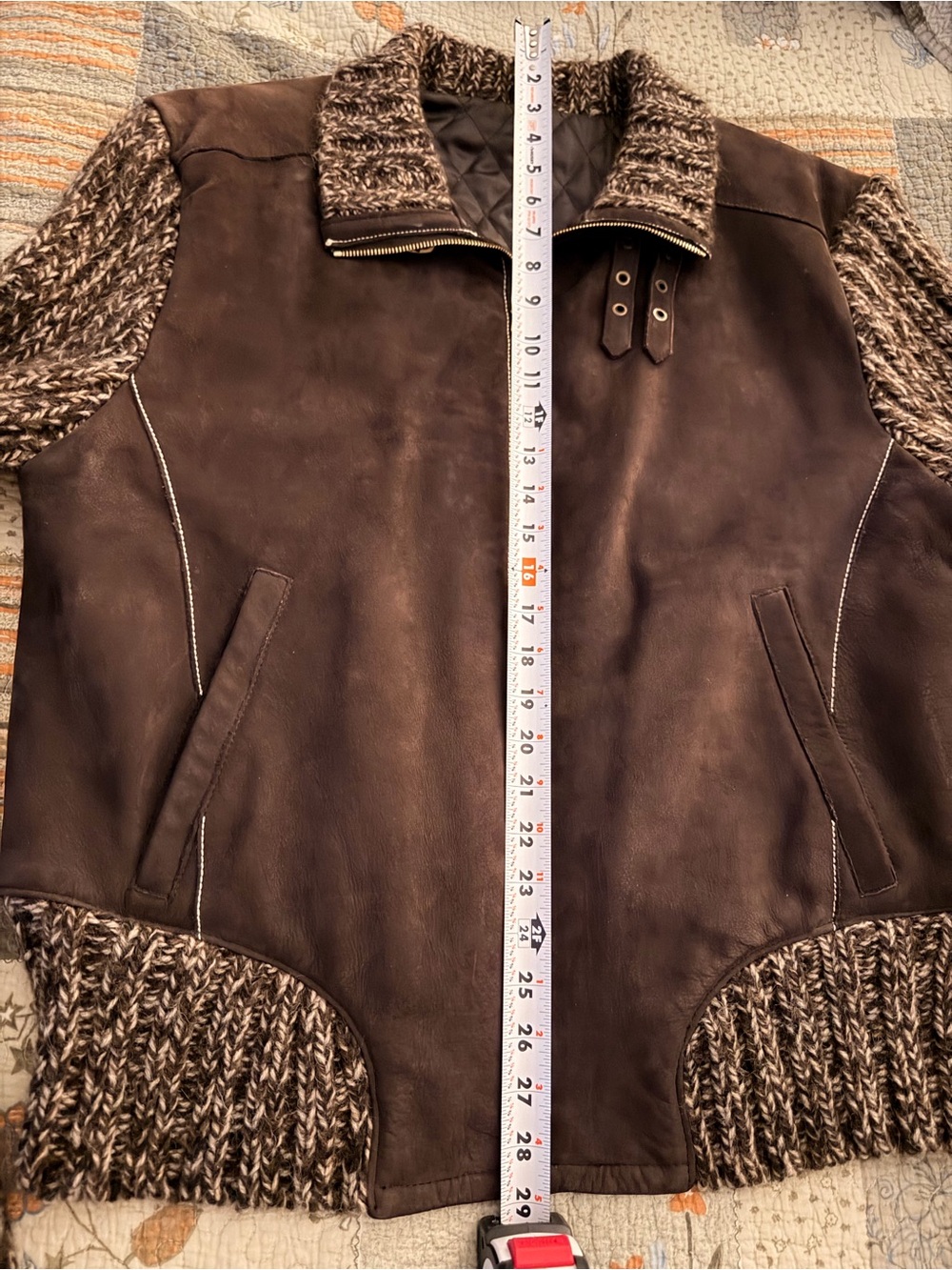 Vintage Men’s Sean John Knit Flight Jacket Suede Leather Bomber Y2K - Picture 5 of 10